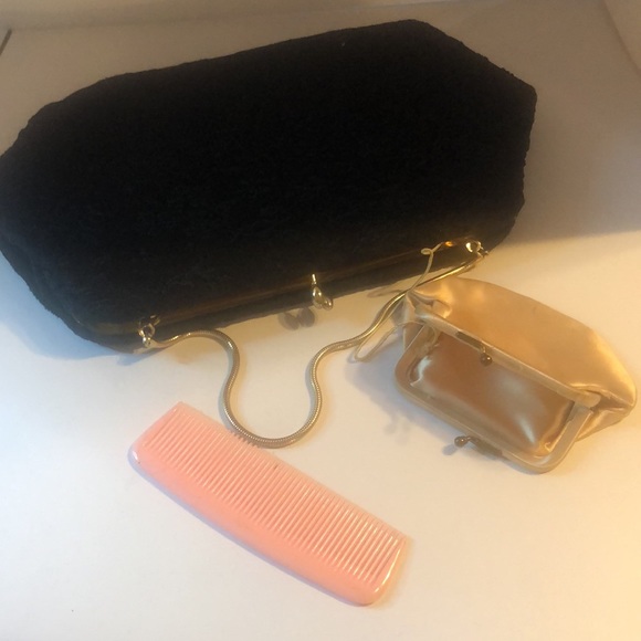 VTG Y2k black Harry Levine 3 piece set HL  USA clutch handbag - Picture 2 of 12